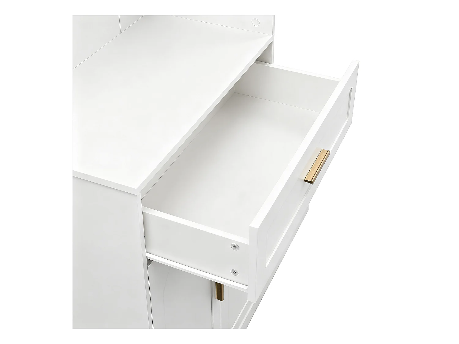 Ensemble vestiaire d'entrée 110x33x185,5 cm - 3 portes et 1 tiroir - Meuble à chaussures et banc à chaussures - avec miroir - Blanc