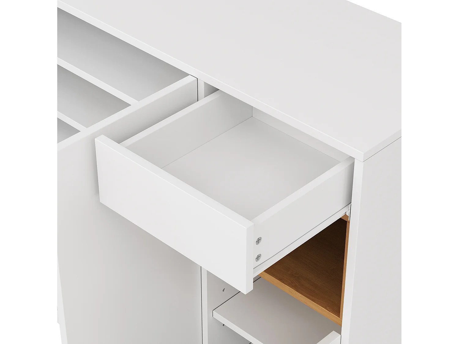 Schuhschrank 105x39.5x100.5 cm - 1 Schublade und 3 Türen - mit LED-Beleuchtung - mit verstellbaren Regalen - Weiß und natur