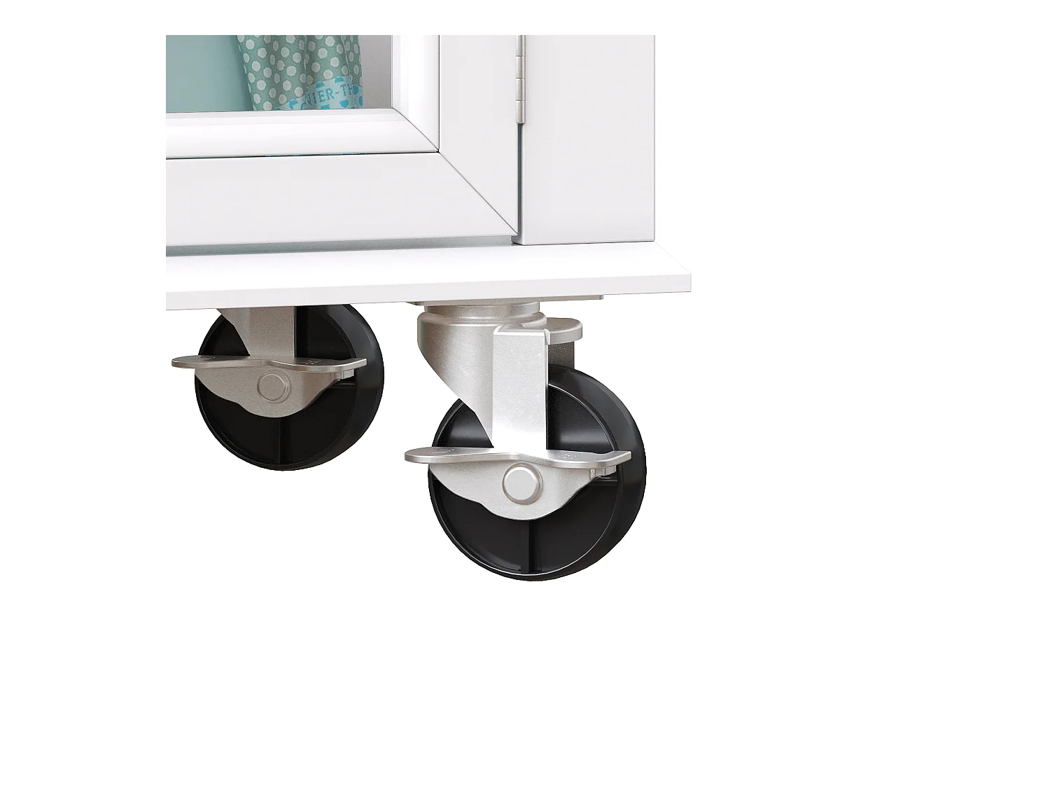 Ilot central de cuisine mobile - Plateau extensible - 140x72.5x90cm - 2 tiroirs et 4 portes vitrées - avec porte-serviettes - Blanc