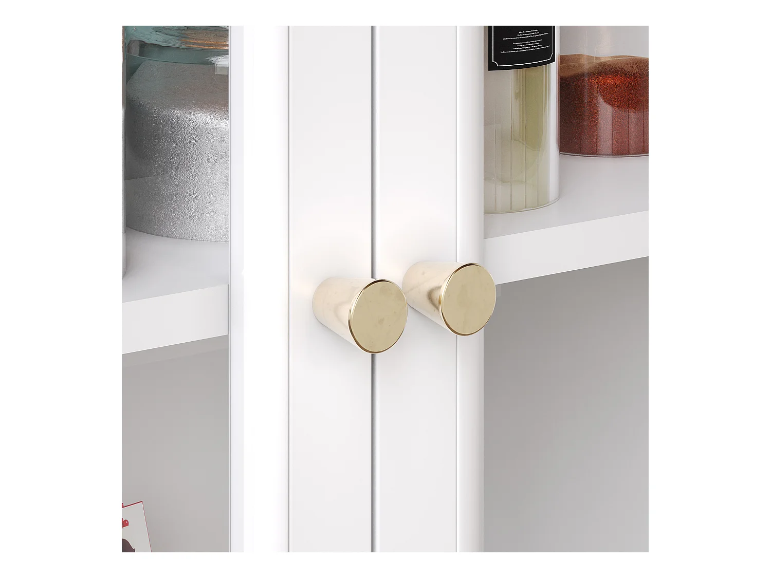 Ilot central de cuisine mobile - Plateau extensible - 140x72.5x90cm - 2 tiroirs et 4 portes vitrées - avec porte-serviettes - Blanc