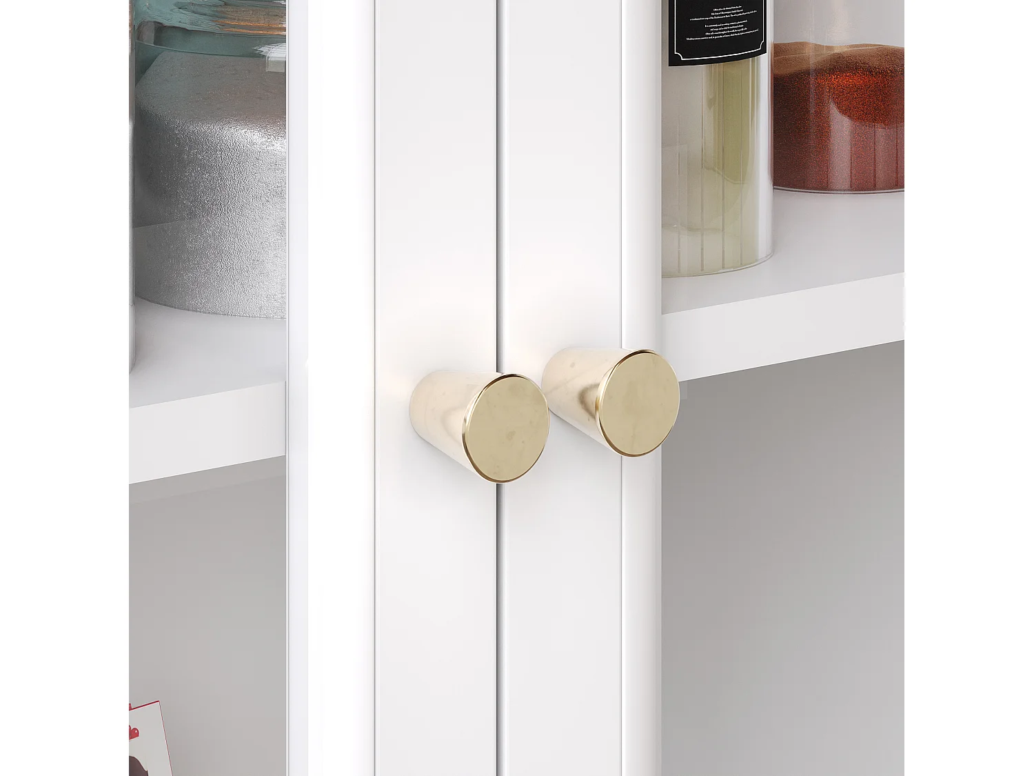 Ilot central de cuisine mobile - Plateau extensible - 140x72.5x90cm - 2 tiroirs et 4 portes vitrées - avec porte-serviettes - Blanc