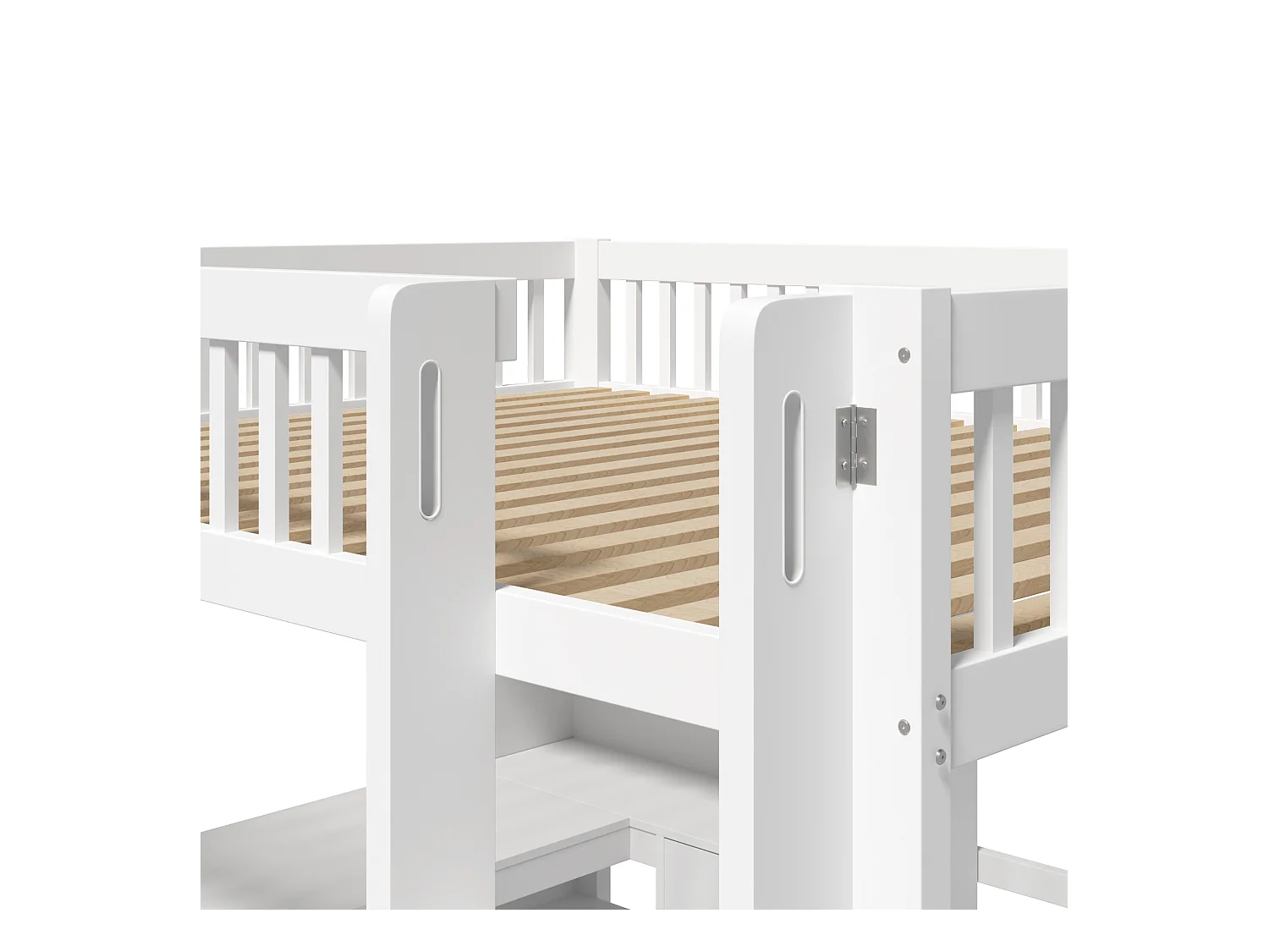 Lit mezzanine 140x200 cm - rangements multiples - avec échelle + bureau - avec 3 tiroirs - blanc (matelas non inclus)