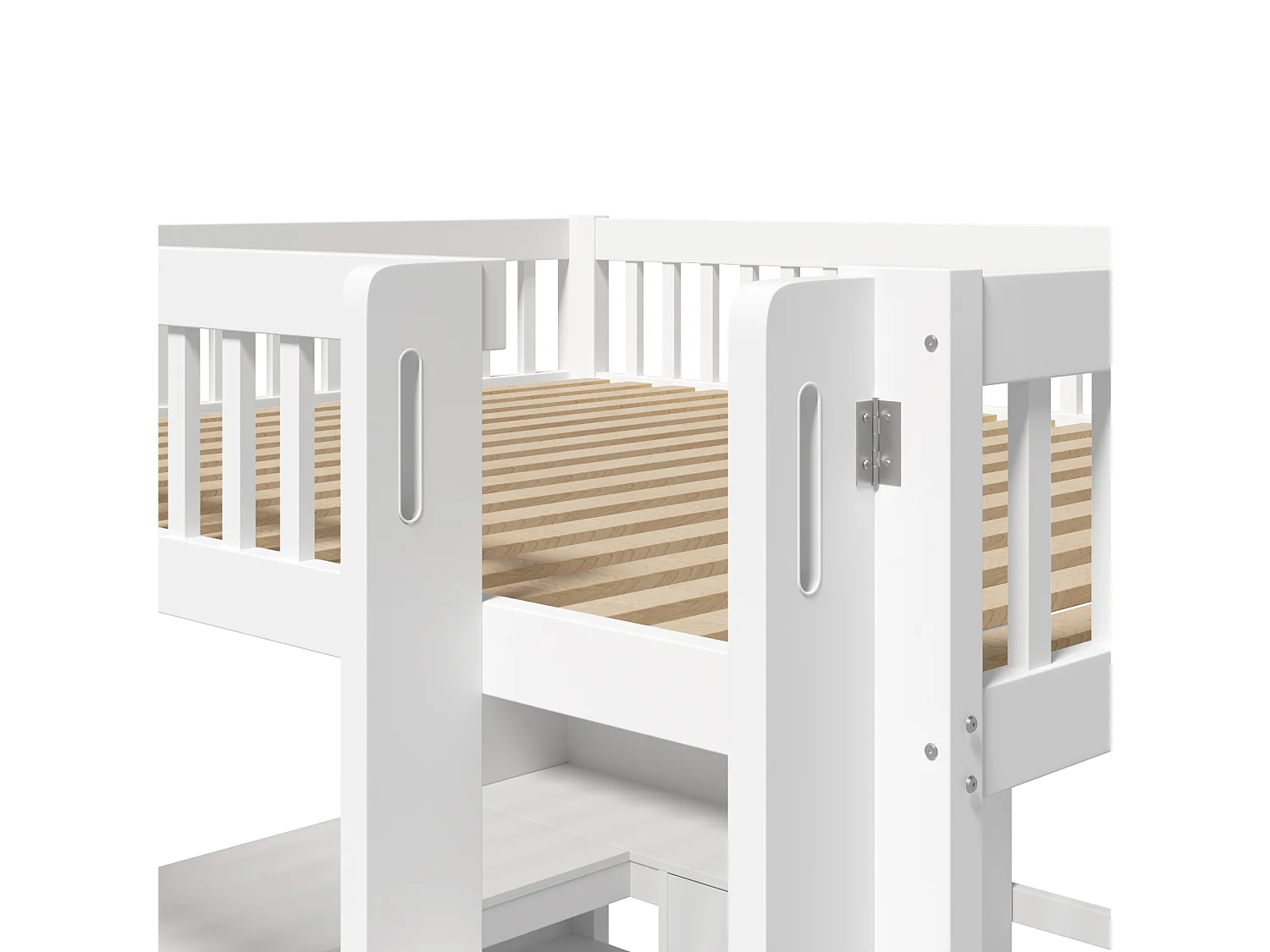 Lit mezzanine 140x200 cm - rangements multiples - avec échelle + bureau - avec 3 tiroirs - blanc (matelas non inclus)