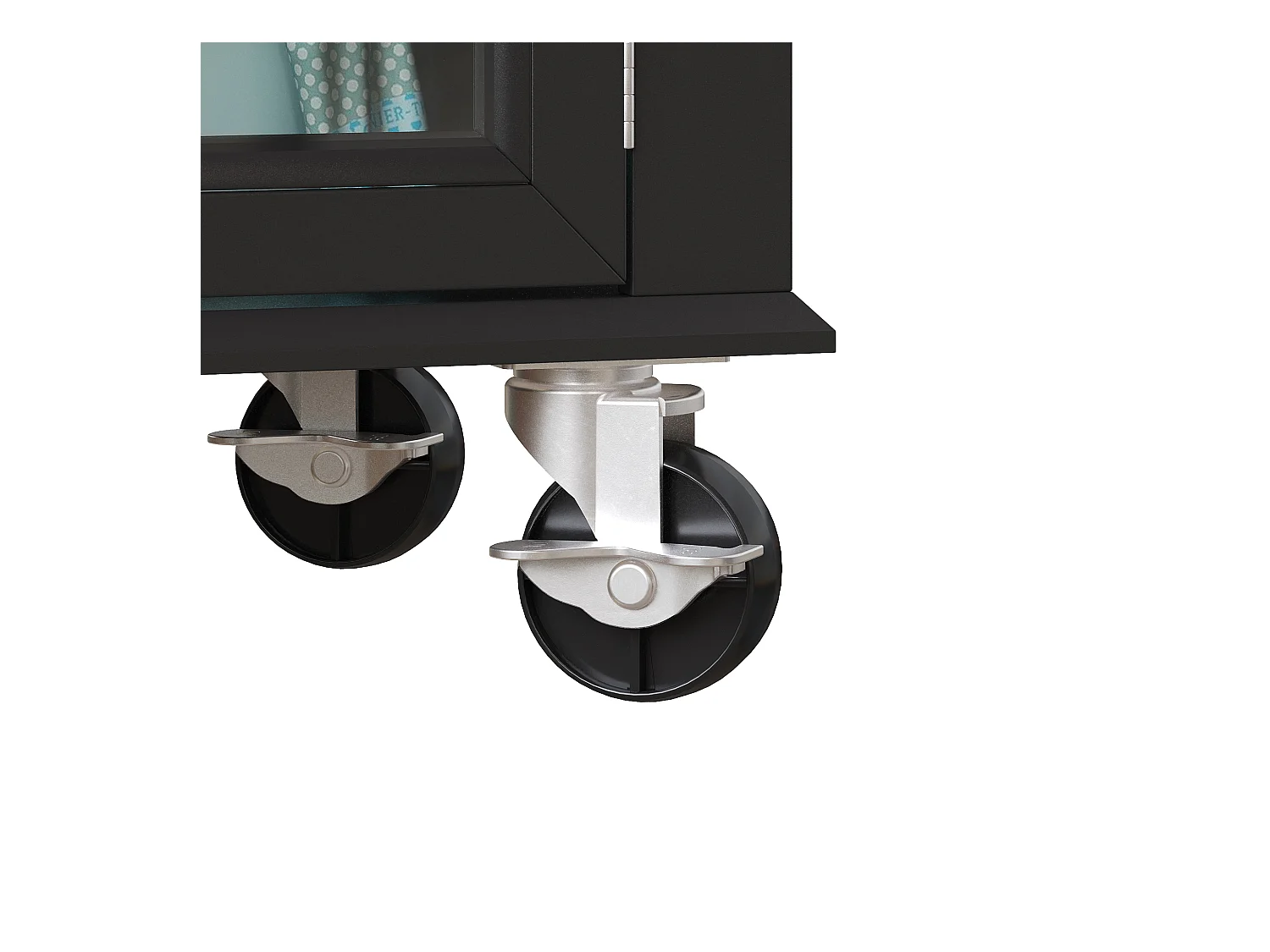 Ilot central de cuisine mobile - Plateau extensible - 140x72.5x90cm - 2 tiroirs et 4 portes vitrées - avec porte-serviettes - Noir