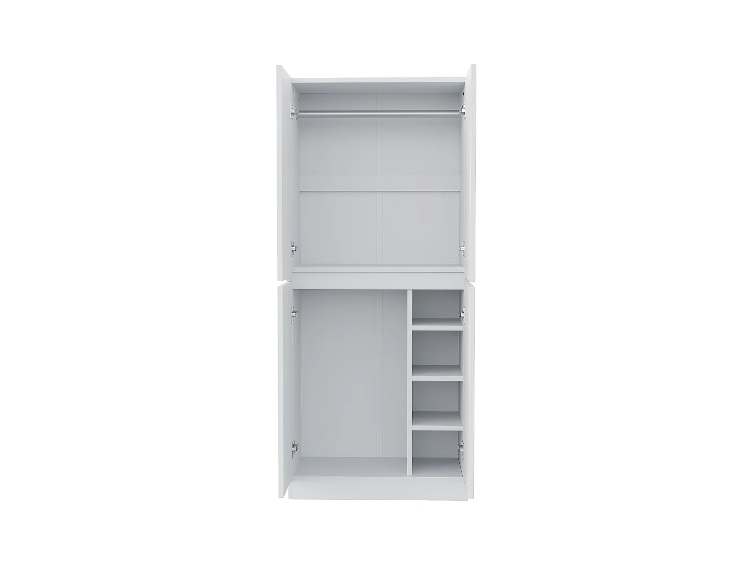 Armoire 70x40x170 cm - avec 4 portes - avec compartiments de rangement - Blanc