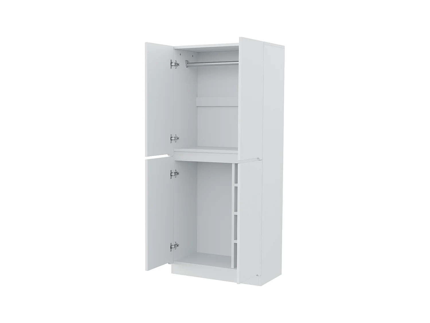 Armoire 70x40x170 cm - avec 4 portes - avec compartiments de rangement - Blanc