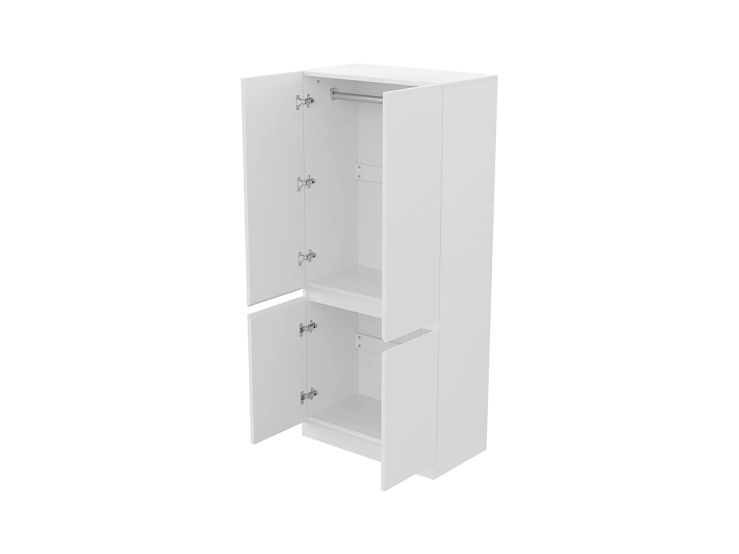Armoire 70x40x170 cm - 4 portes - avec tige de séchage de vêtements - Blanc