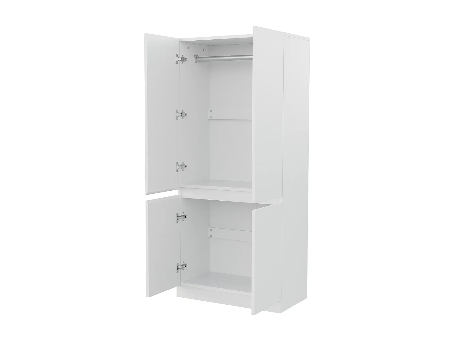 Kleiderschrank 70x40x170 cm - 4 Türen - mit Kleiderstange - Weiß