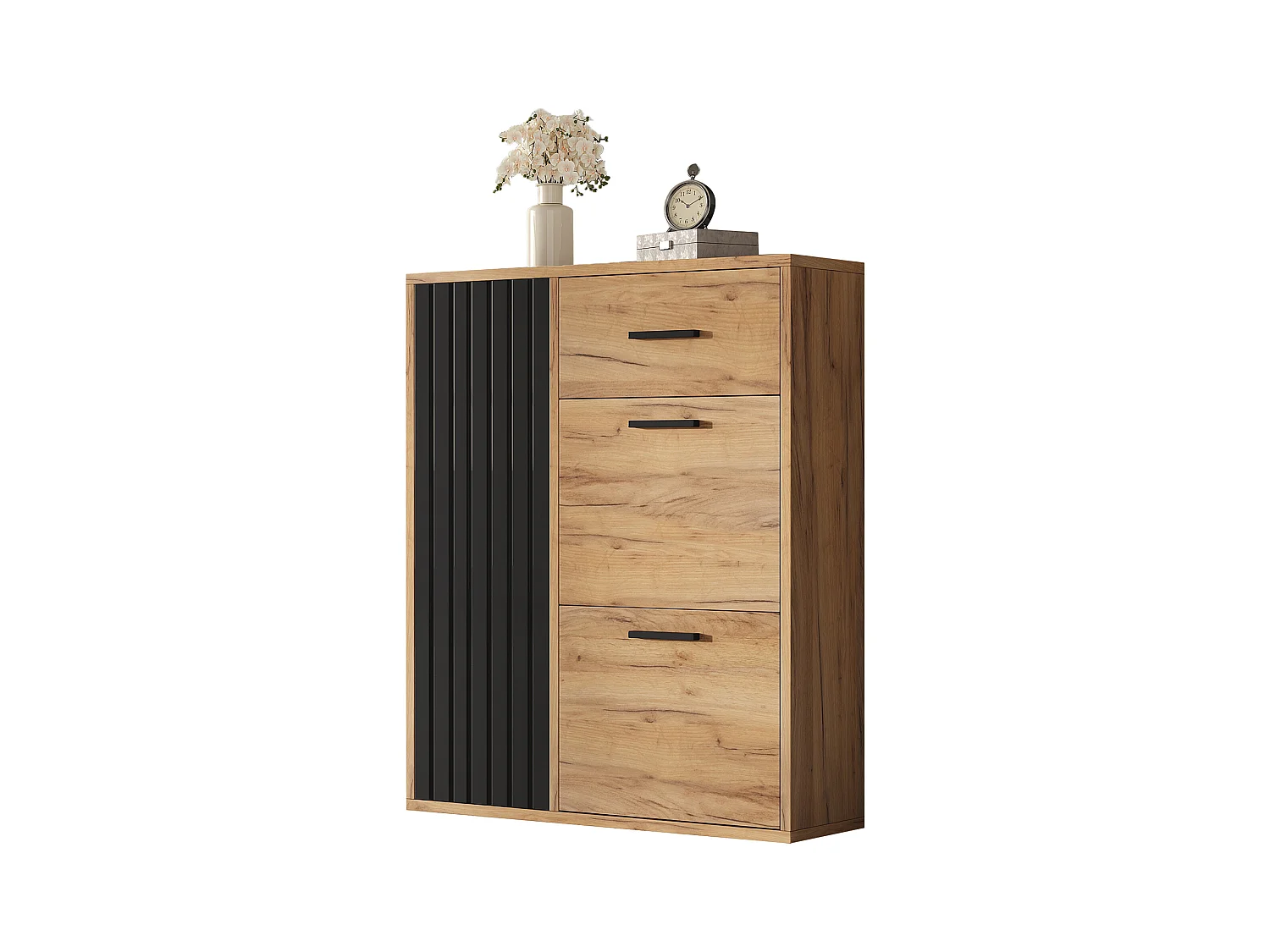 Sapateira moderna com 1 gaveta + 2 sapateiras dobráveis + 1 porta - 80 x 24 x 95,5 - aglomerado - natural