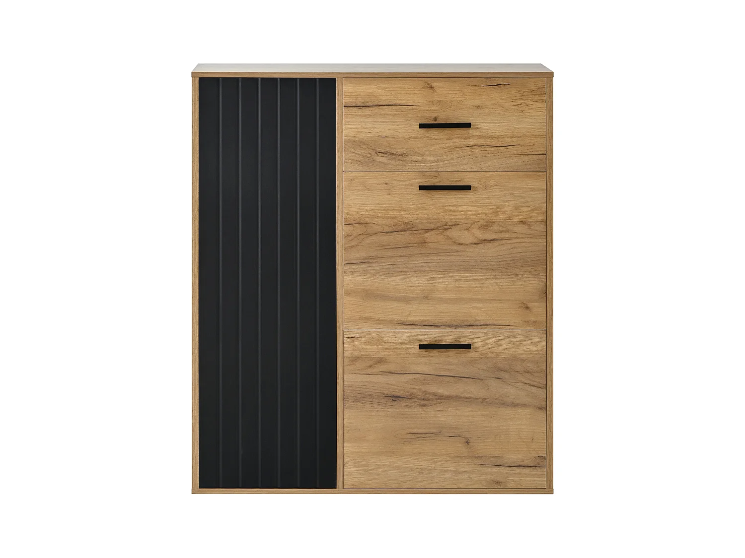 Sapateira moderna com 1 gaveta + 2 sapateiras dobráveis + 1 porta - 80 x 24 x 95,5 - aglomerado - natural