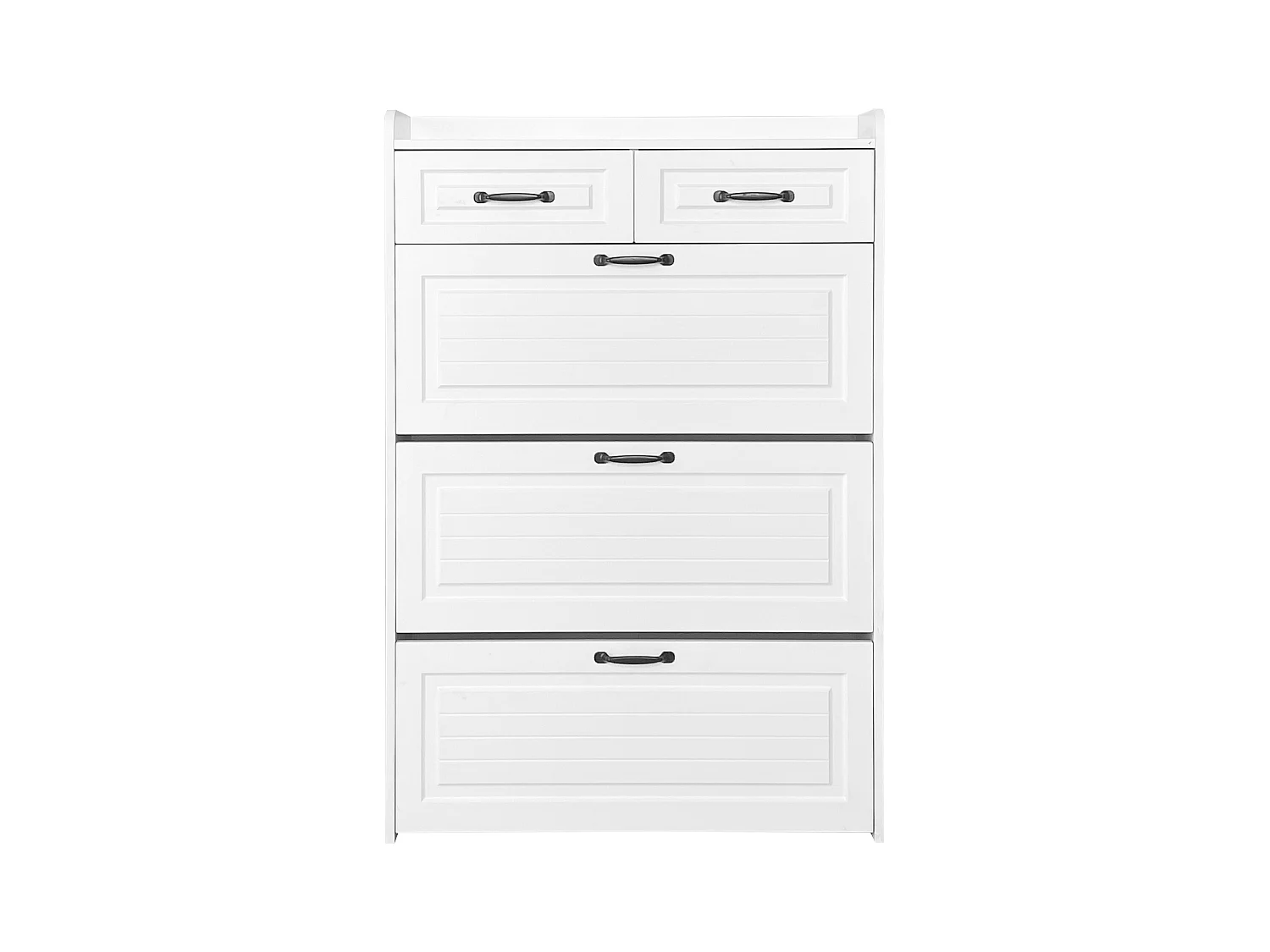 Schoenenkast met 3 kleppen + 2 laden - schoenenrek - 80 x 23 x 131 cm - spaanplaat - wit