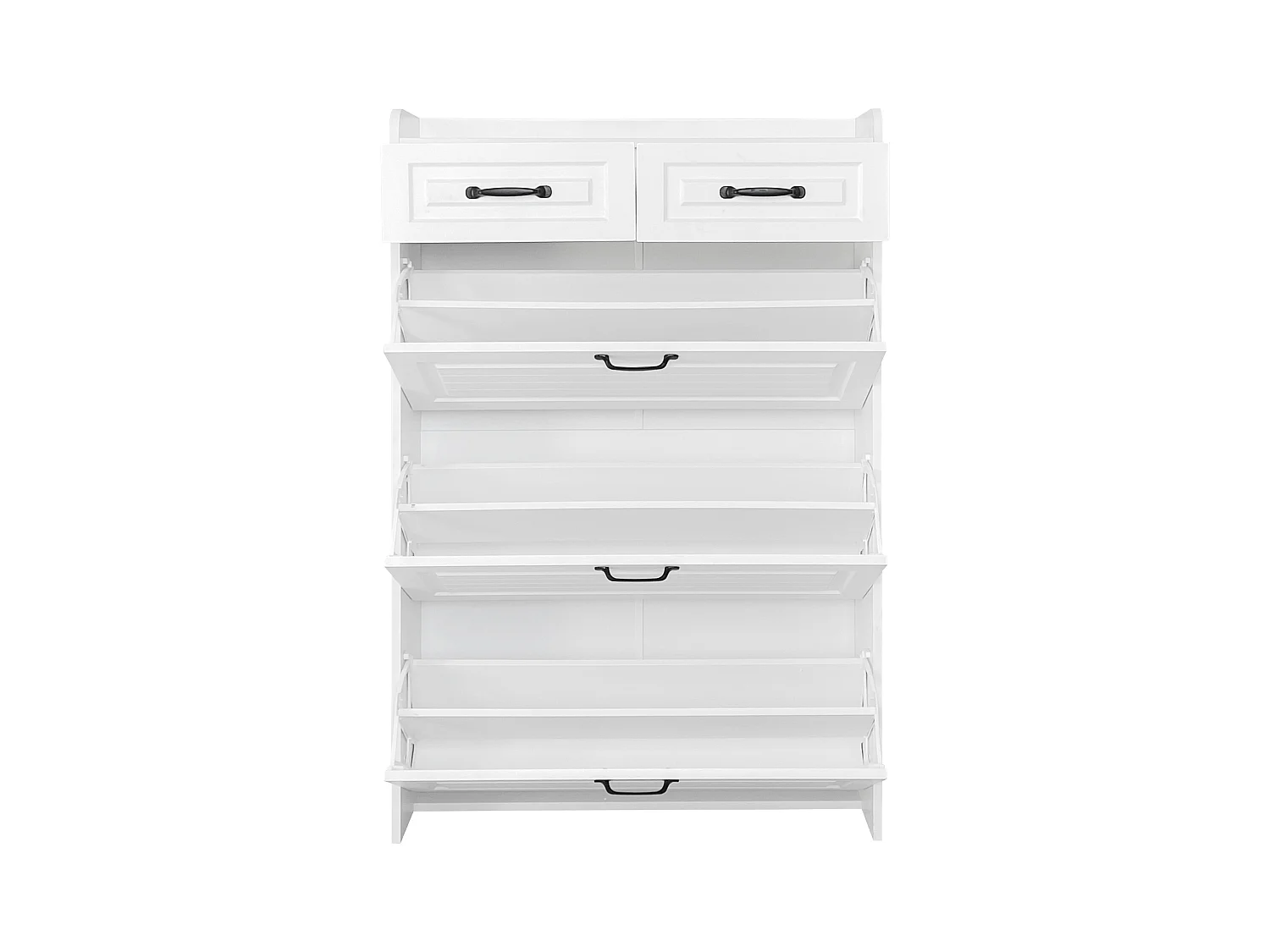 Schoenenkast met 3 kleppen + 2 laden - schoenenrek - 80 x 23 x 131 cm - spaanplaat - wit