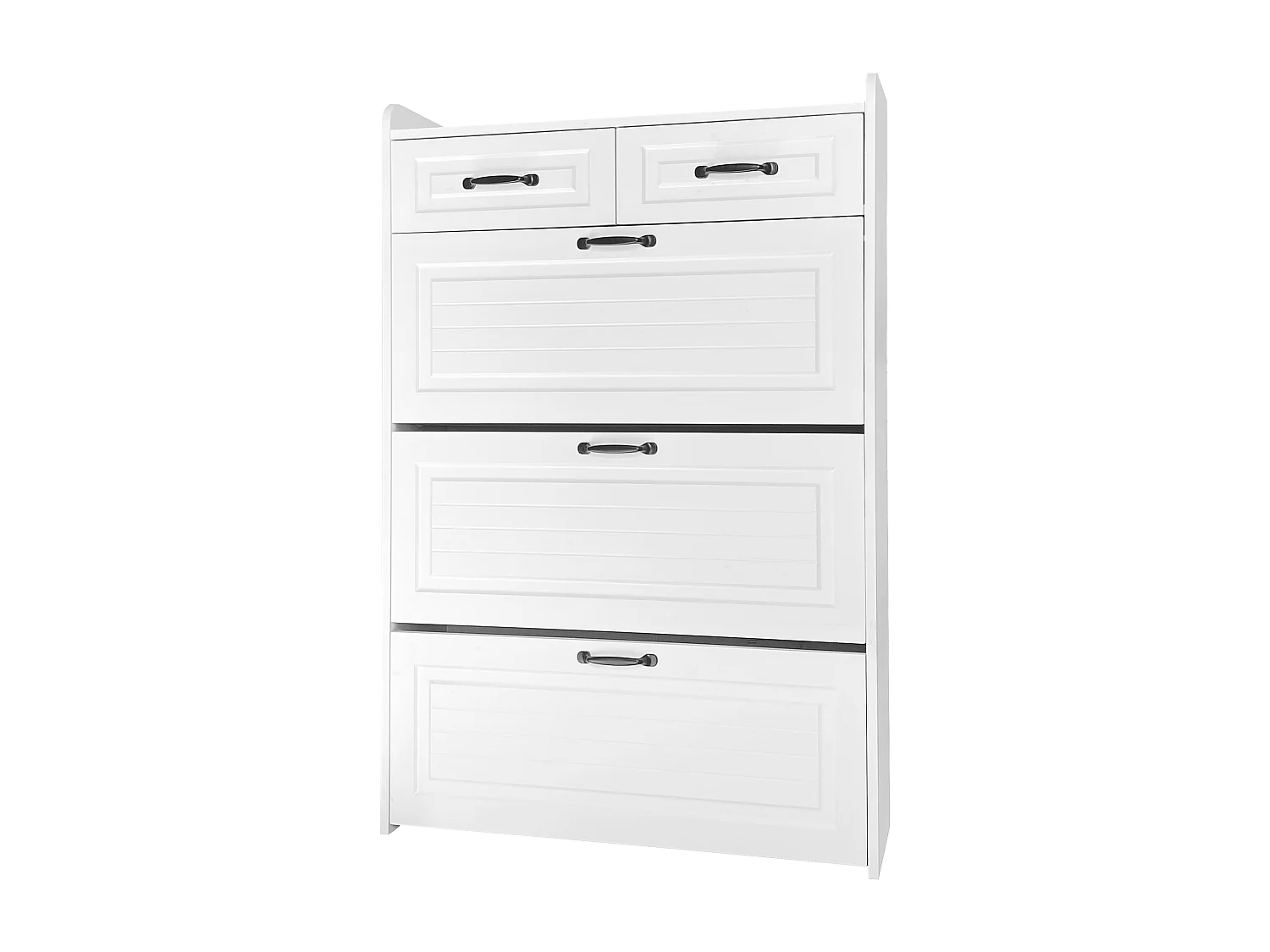 Schuhschrank mit 3 Klappen + 2 Schubladen - Schuhregal - 80 x 23 x 131 cm - Spanplatte - Weiß