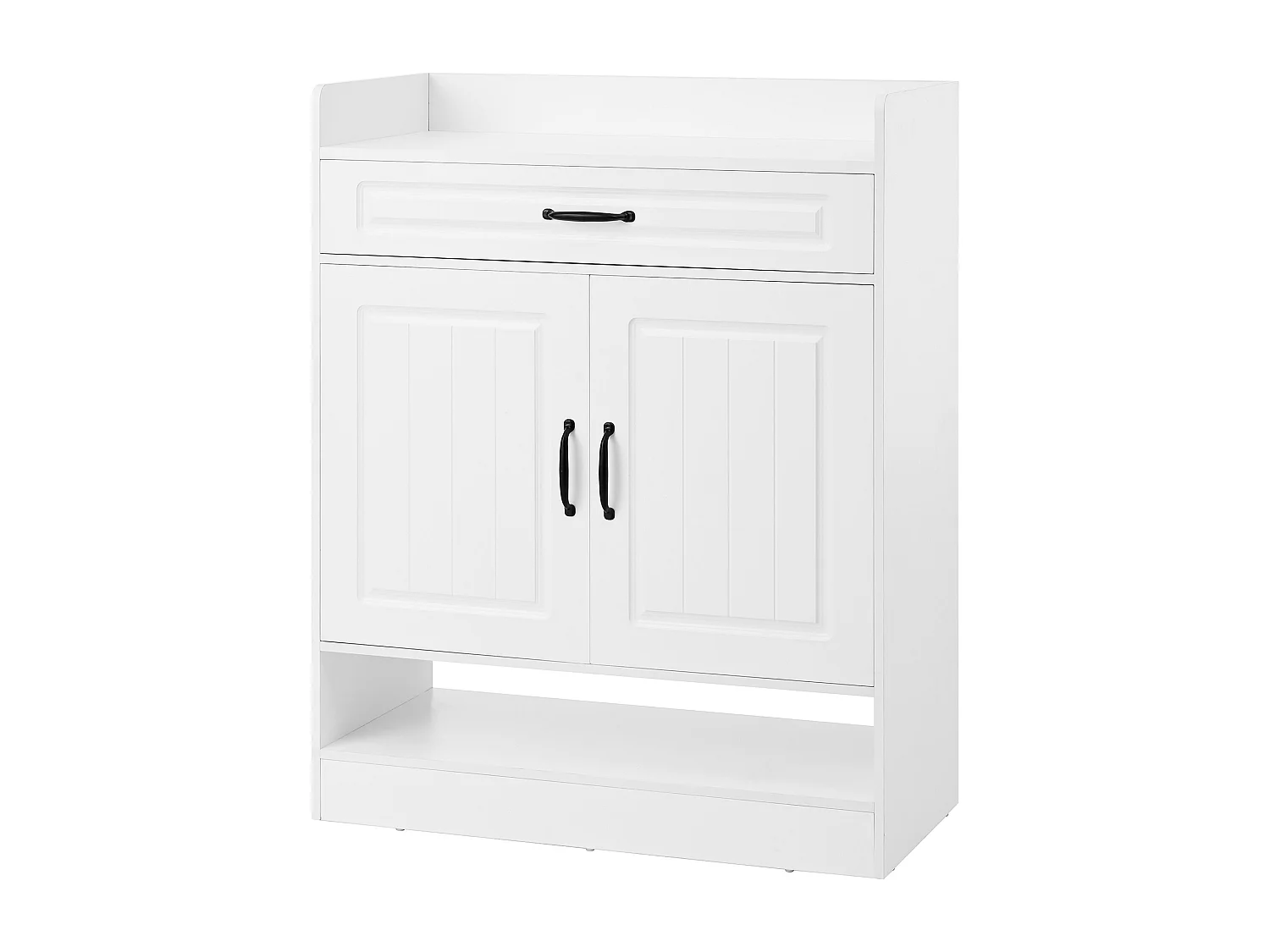 Moderner Schuhschrank mit verstellbaren Einlegeböden + 1 Schublade + 2 Türen - 75 x 36 x 95,5 cm - Spanplatte - Weiß