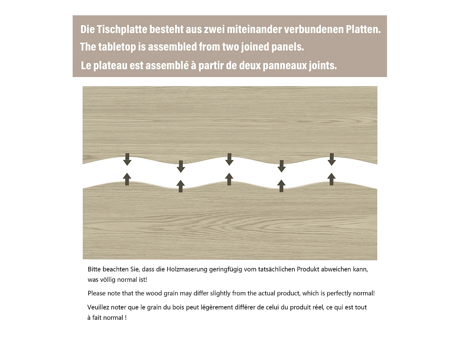Küchentisch aus Holz für 6 bis 8 Personen - 160 x 80 x 75 cm - Metallgestell - MDF - Natur hell
