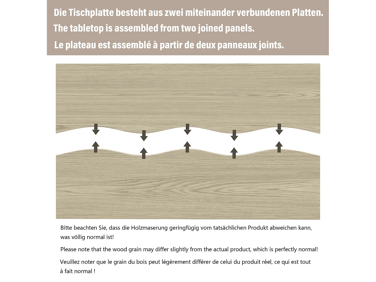 Küchentisch aus Holz für 6 bis 8 Personen - 160 x 80 x 75 cm - Metallgestell - MDF - Natur hell