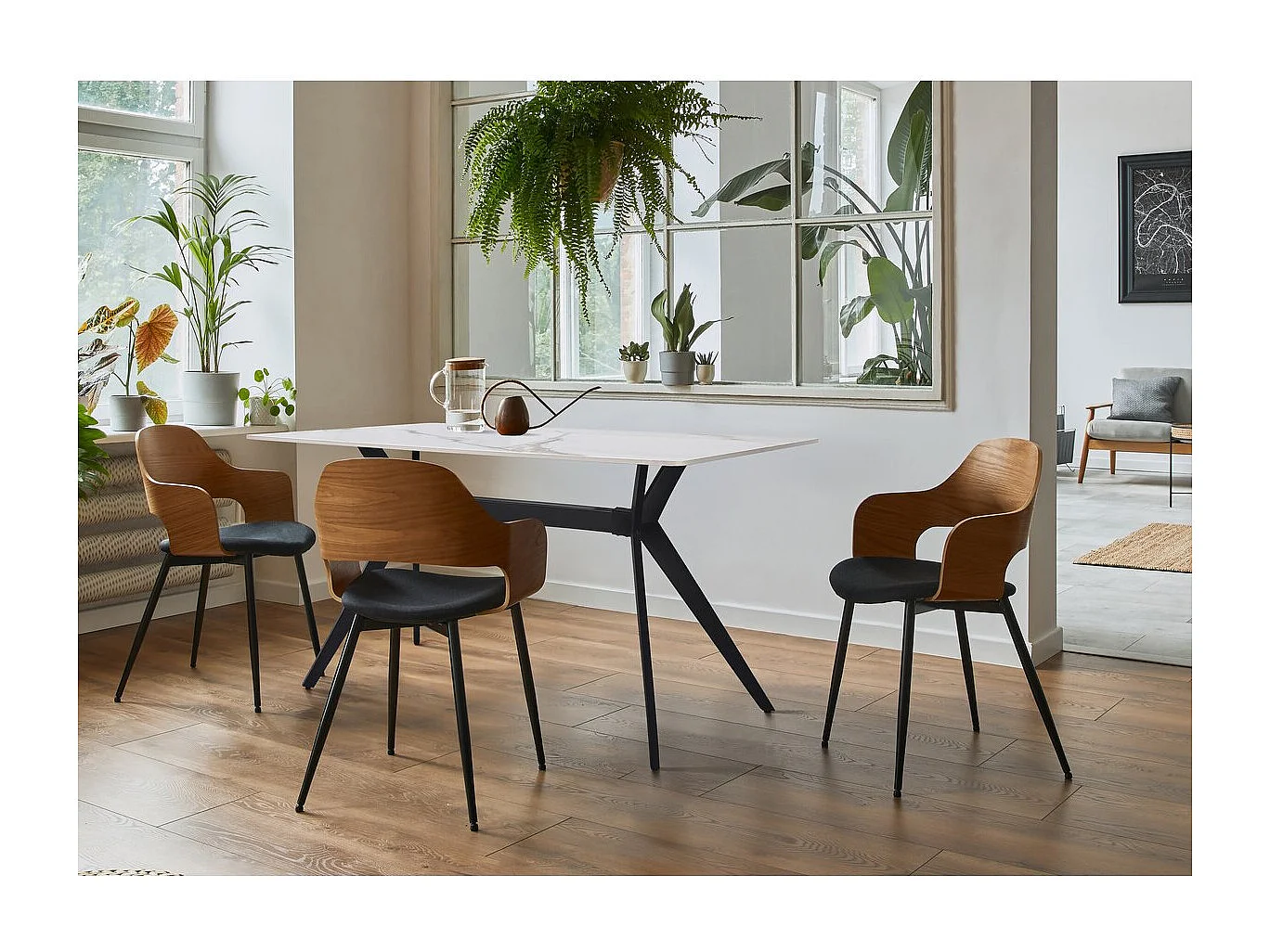 Table à manger en céramique "Boreal" - 4 à 6 personnes - 160 cm - Blanc