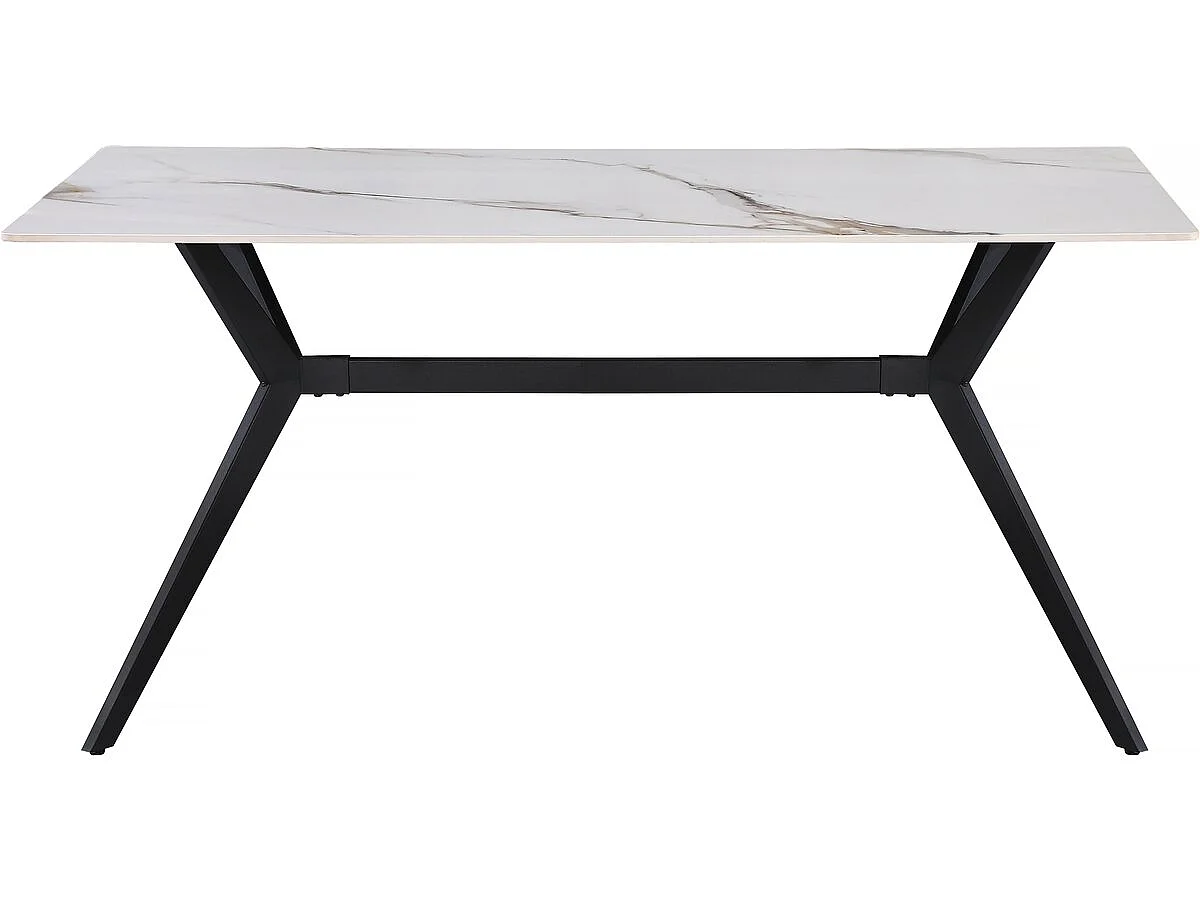 Modernt Vitt Keramiskt Matbord "Boreal" - 160x90x75 cm - Platser för 4-6 - Marmoreffekt