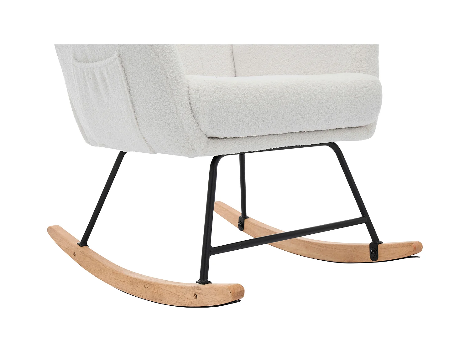 Ergonomischer gepolsterter Schaukelstuhl mit Fußstütze + hoher Rückenlehne – 65 x 88 x 87 cm – Samt – Weiß