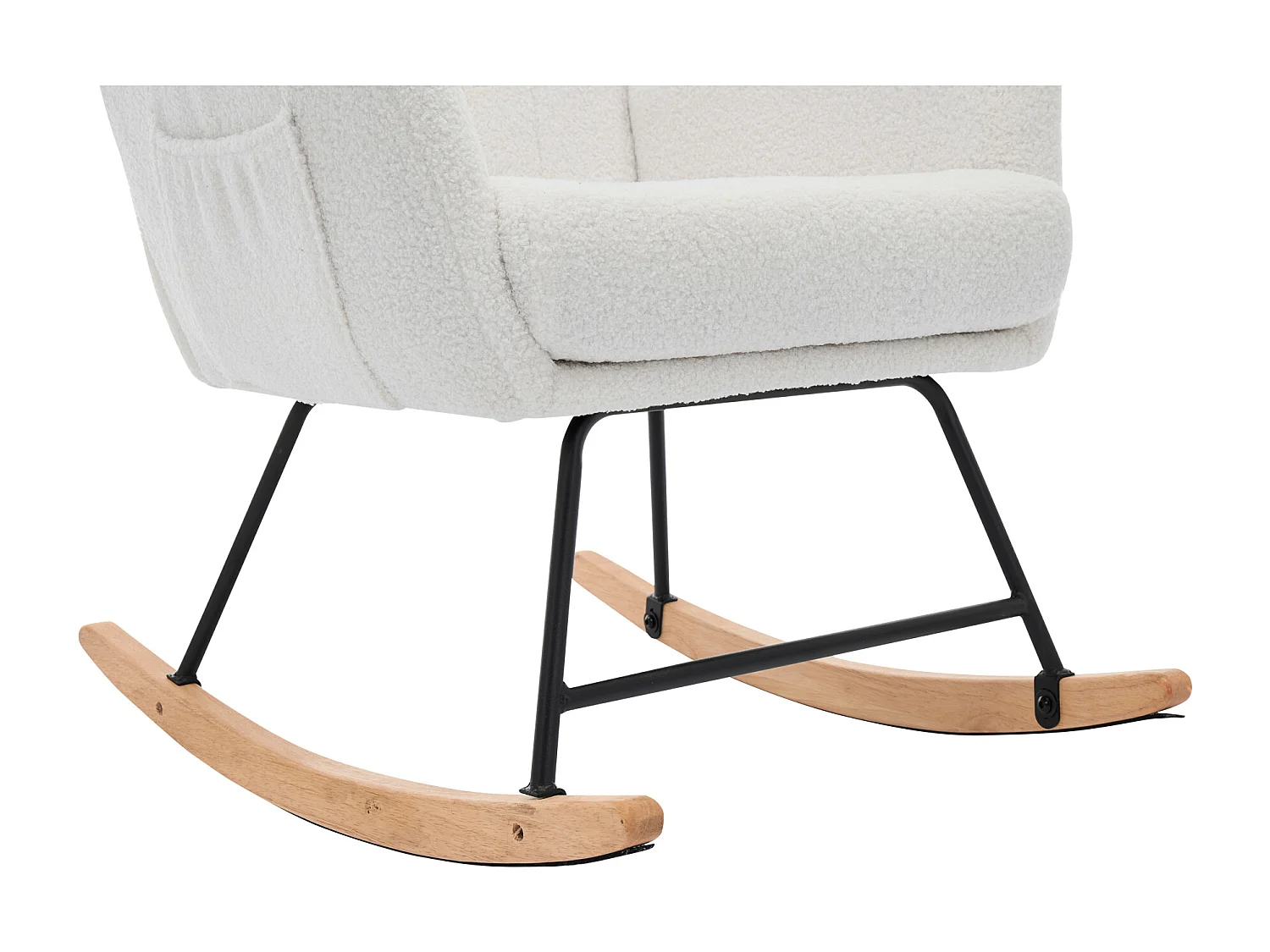 Rocking chair rembourré ergonomique avec repose-pieds + dossier haut - 65 x 88 x 87 cm - velours - blanc