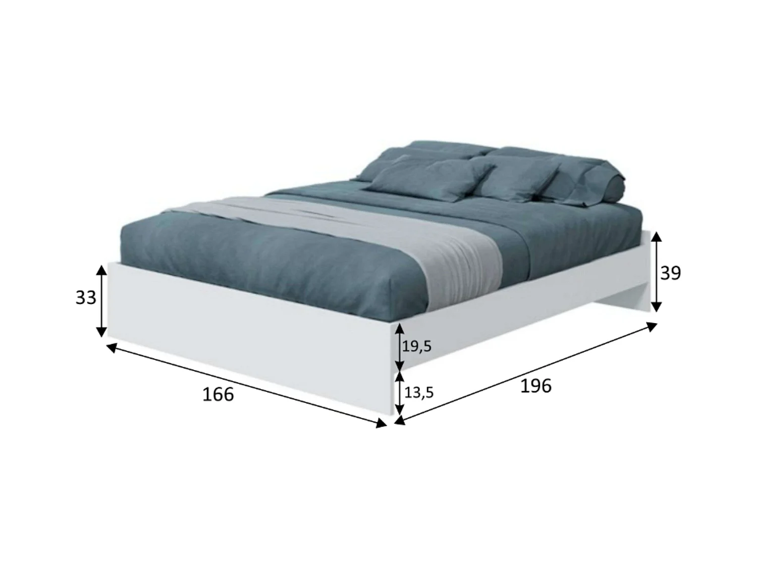 Pack Dormitorio Ethna Cama, Cabecero, Mesitas y Vestidor Blanco/Natur