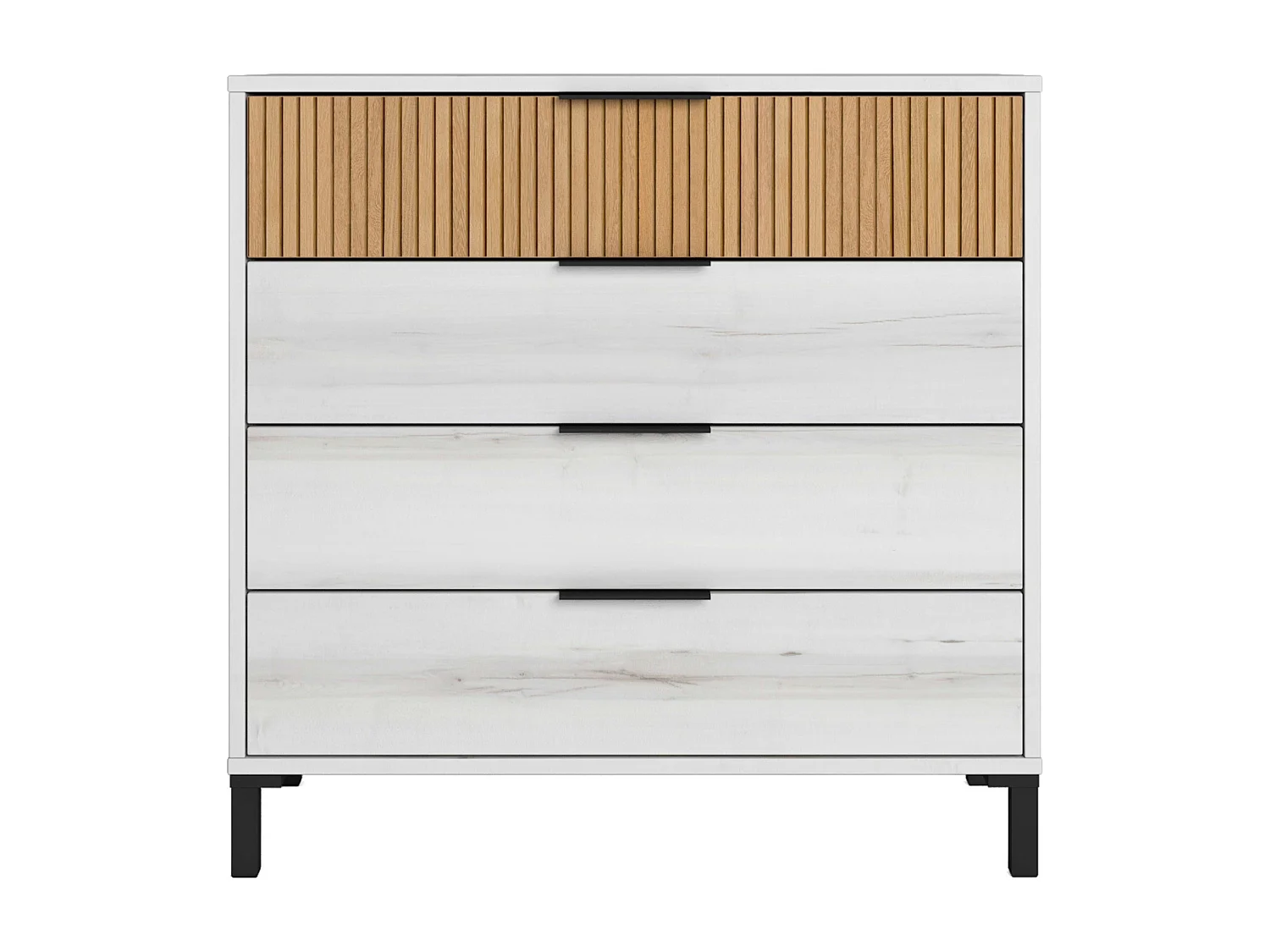 Pacote de móveis para quarto de casal Arles Nordic em albo branco e carvalho