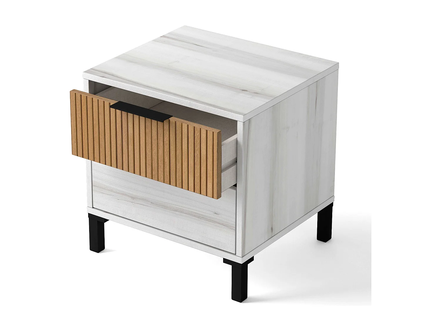 Pack Muebles Dormitorio Matrimonio Arles Nórdicos Blanco Albo y Roble