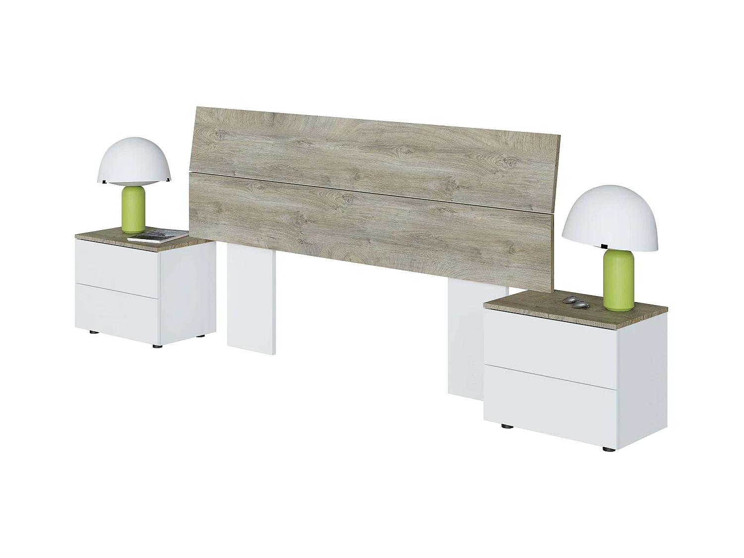 Muebles Dorm. Ethna Estilo Nórdico Blanco y Roble 160 cm