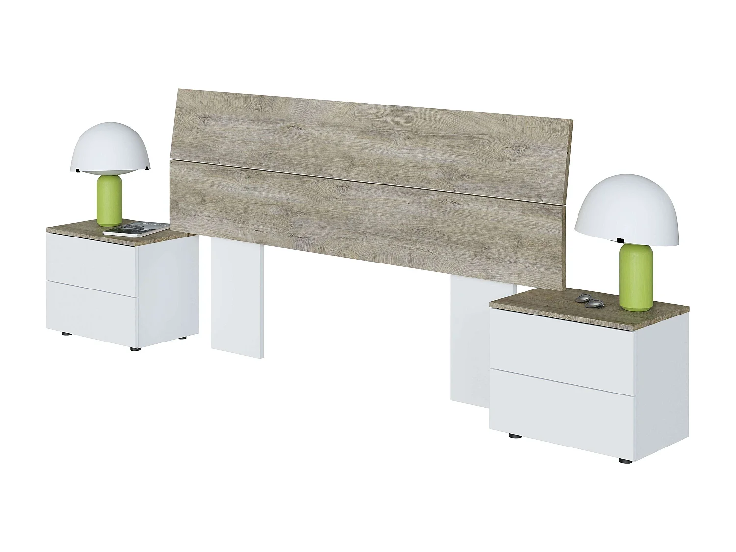 Muebles Dorm. Ethna Estilo Nórdico Blanco y Roble 160 cm