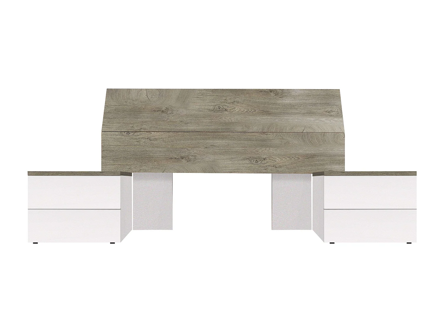 Muebles Dorm. Ethna Estilo Nórdico Blanco y Roble 160 cm