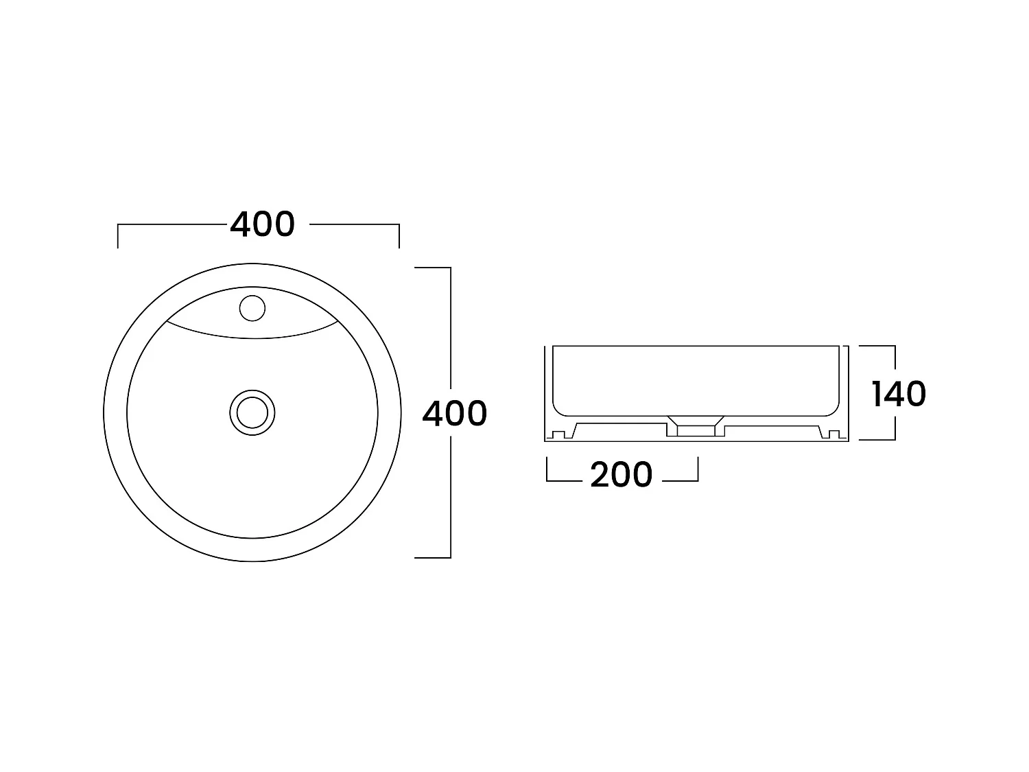 Meuble de salle de bain suspendu coloris naturel foncé avec double vasque à poser ronde- L150 cm - ISAURE II