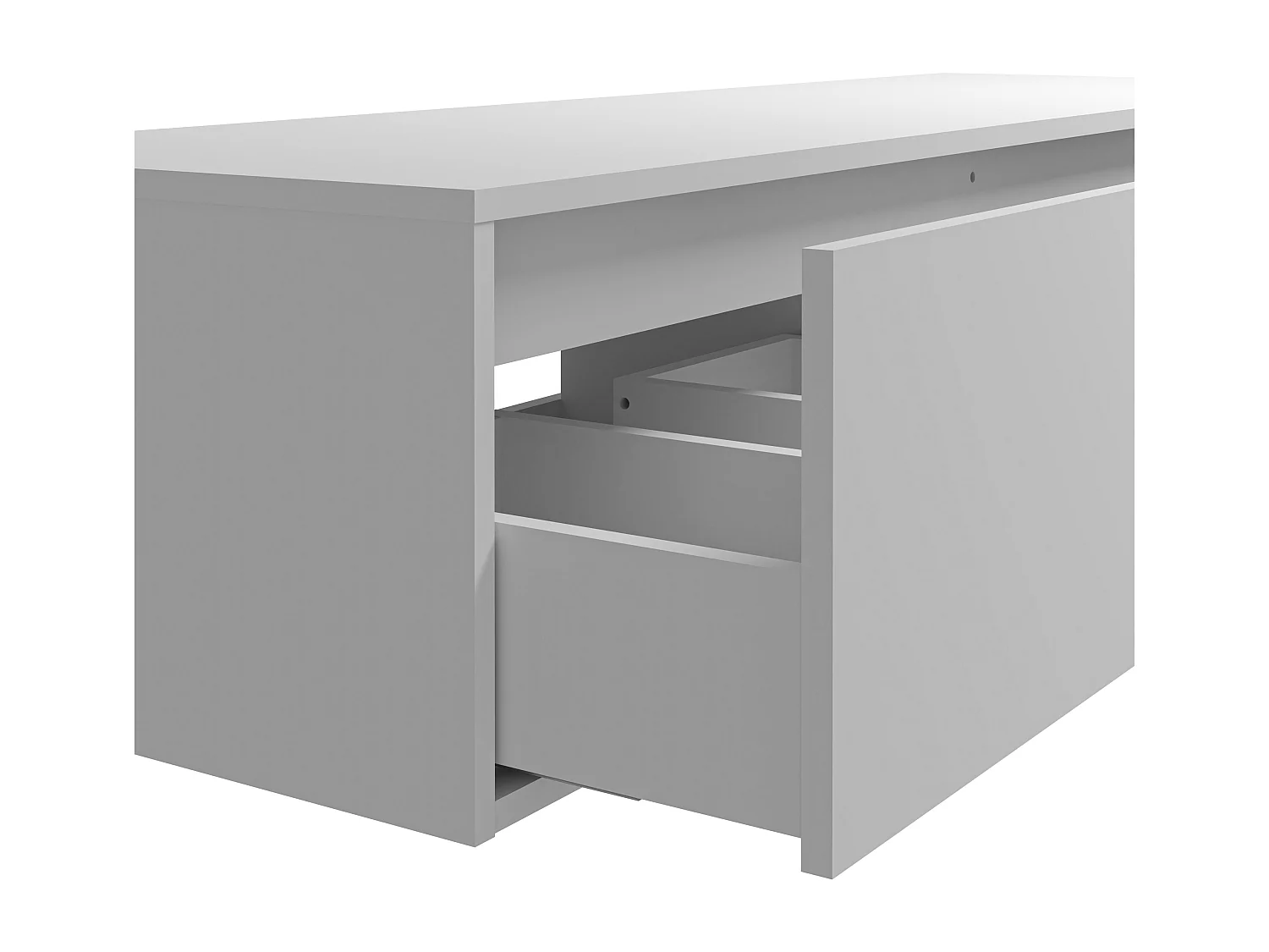 Vegghengt hvitt baderomsskap med doble runde servanter - B150 cm - ISAURE II