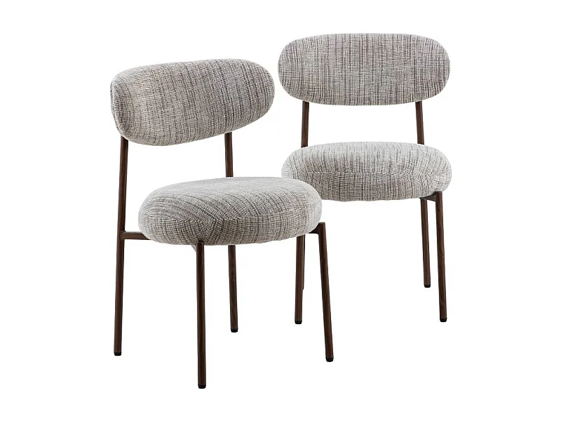 Silla de tela gris chiné, patas con efecto madera Kanoa (lote de 2)