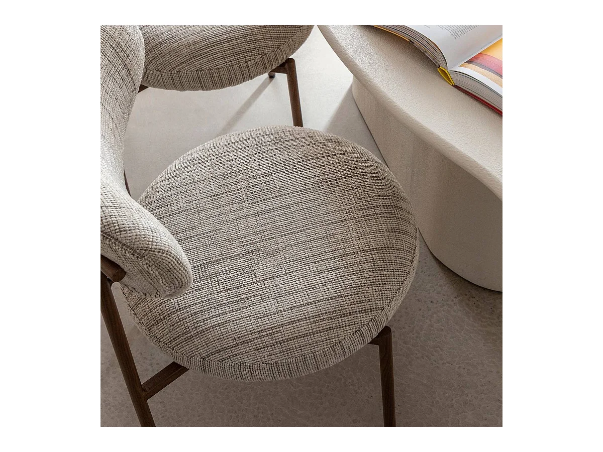 Silla de tela gris chiné, patas con efecto madera Kanoa (lote de 2)