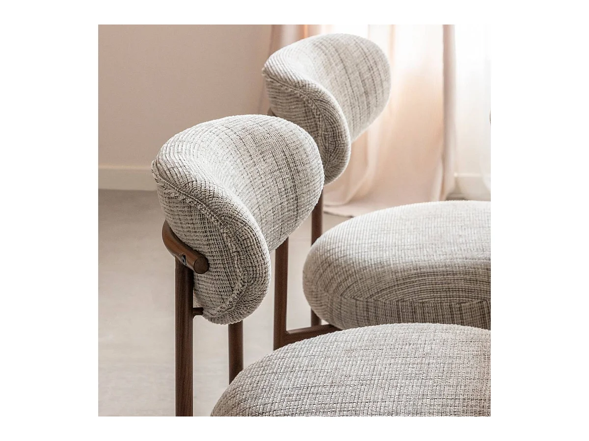 Silla de tela gris chiné, patas con efecto madera Kanoa (lote de 2)