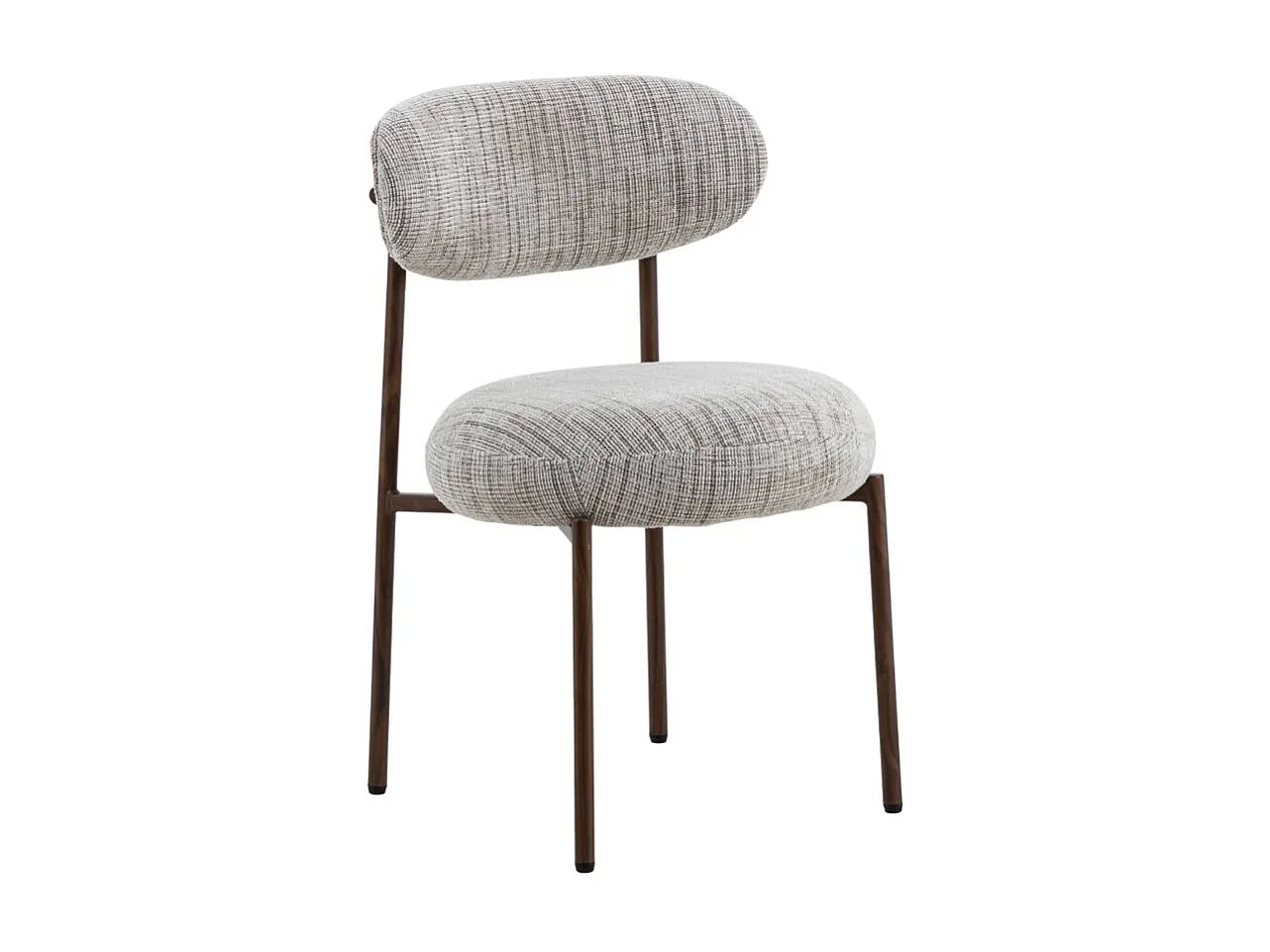 Chaise tissu écru chiné taupe pieds métal effet bois Janis (lot de 2)