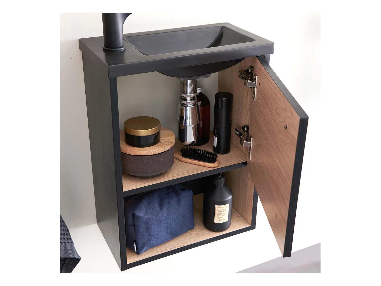 Ensemble meuble lave-mains NIKA + robinet GRIFO + Miroir SIMONA