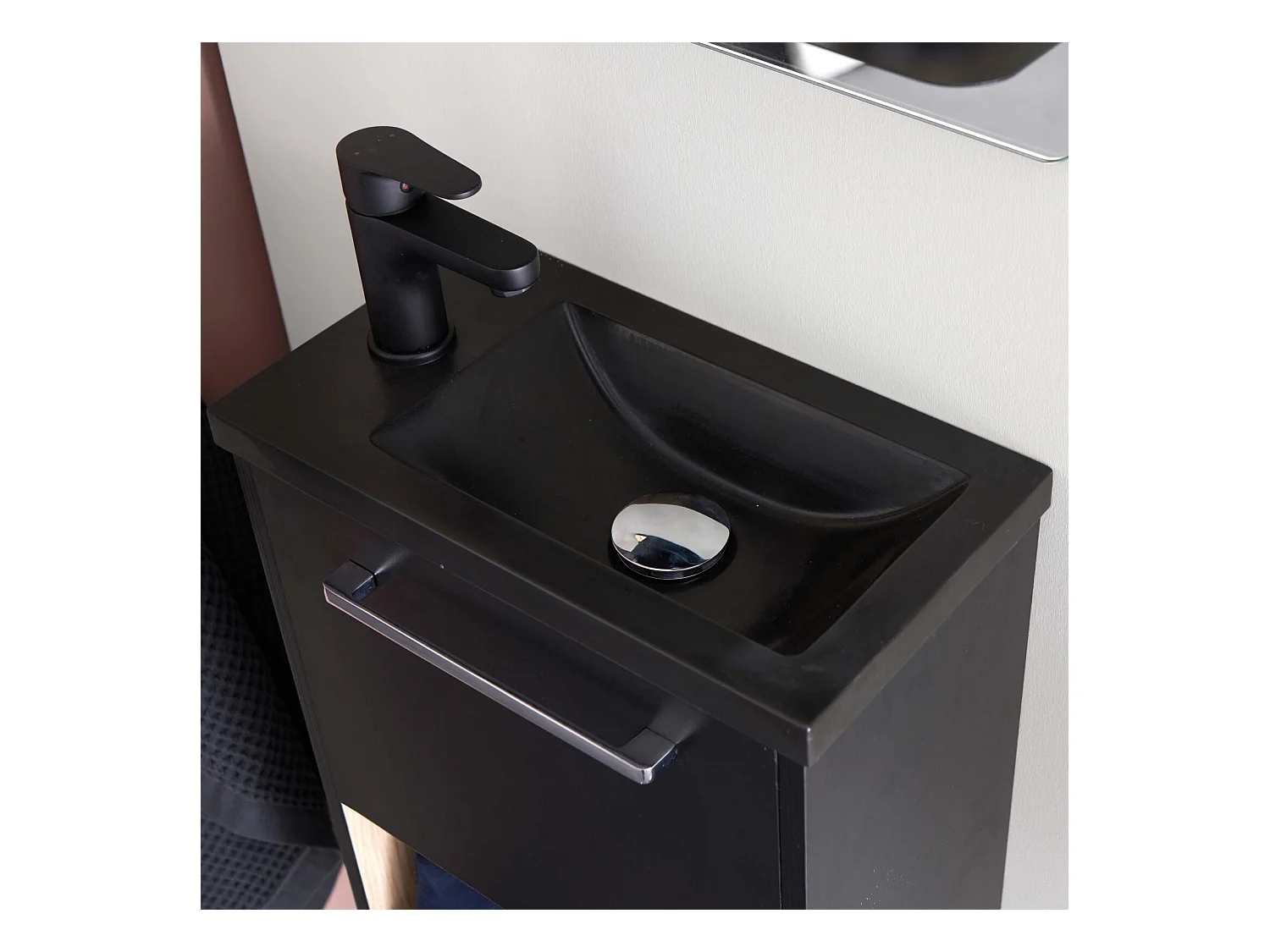 Ensemble meuble lave-mains NIKA + robinet GRIFO + Miroir SIMONA