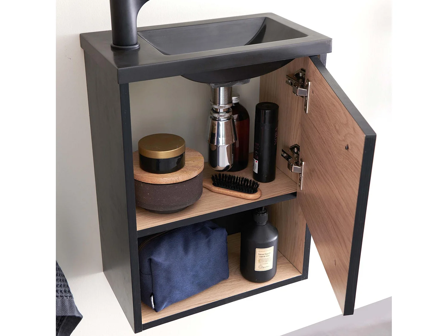 Conjunto de lavabo NIKA con nicho, grifería y repisa de espejo