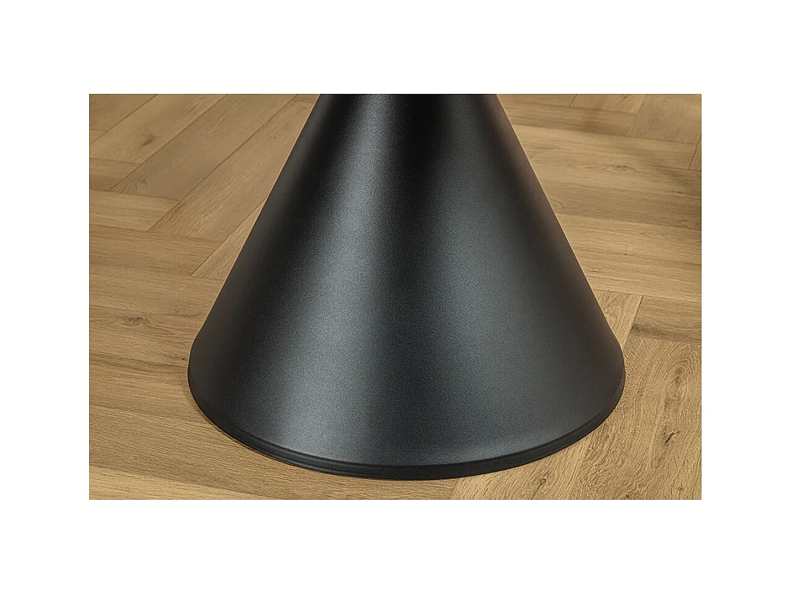 Table de salle à manger VOLTIS – Ronde diamètre 135 cm – Plateau céramique effet marbre gris – Pieds métal – Style chic