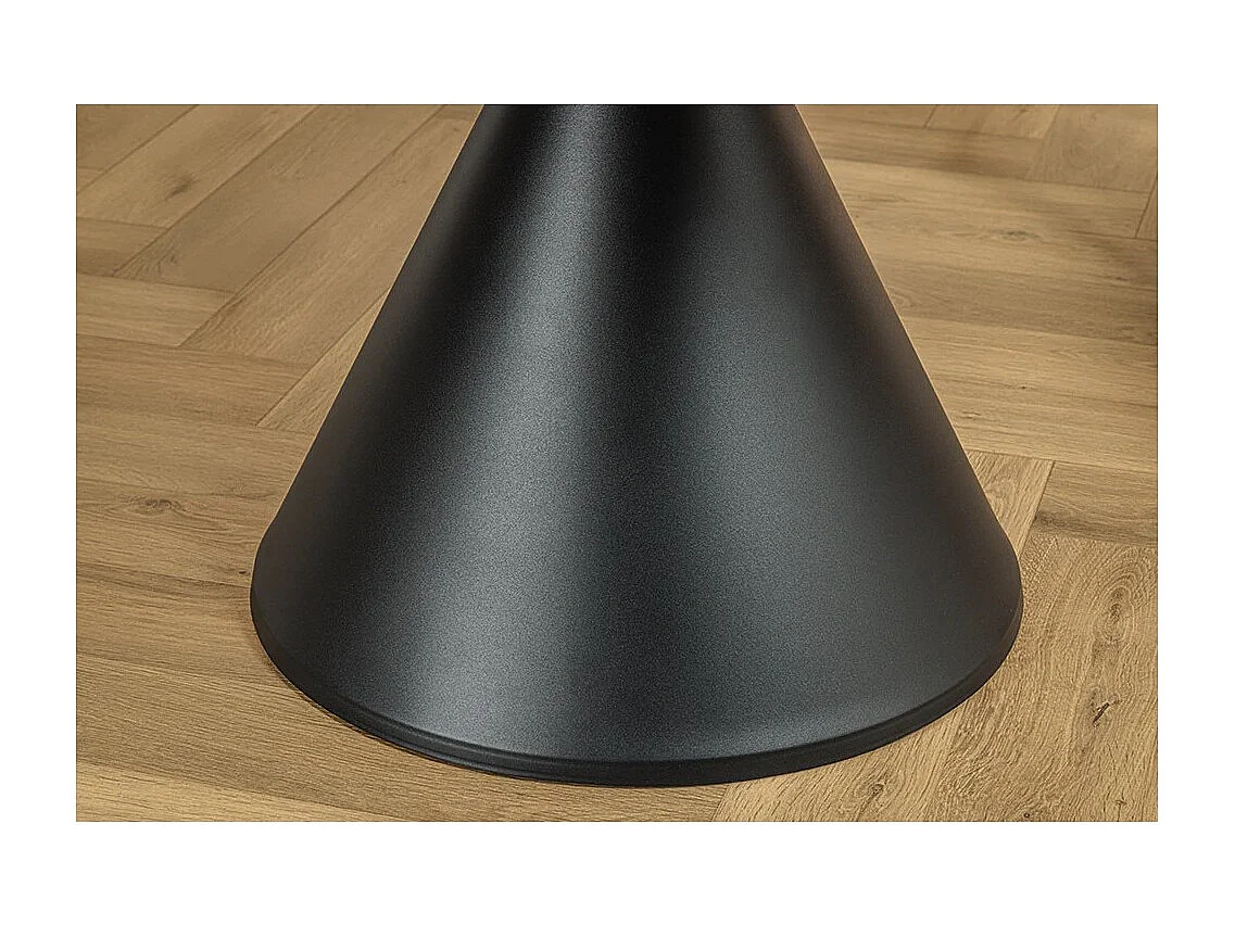 Table de salle à manger VOLTIS – Ronde diamètre 135 cm – Plateau céramique effet marbre gris – Pieds métal – Style chic