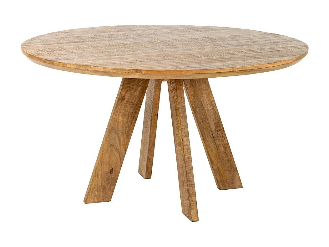 Table de salle à manger ELYA – Ronde diamètre 140 cm – Bois massif de manguier – Style rustique