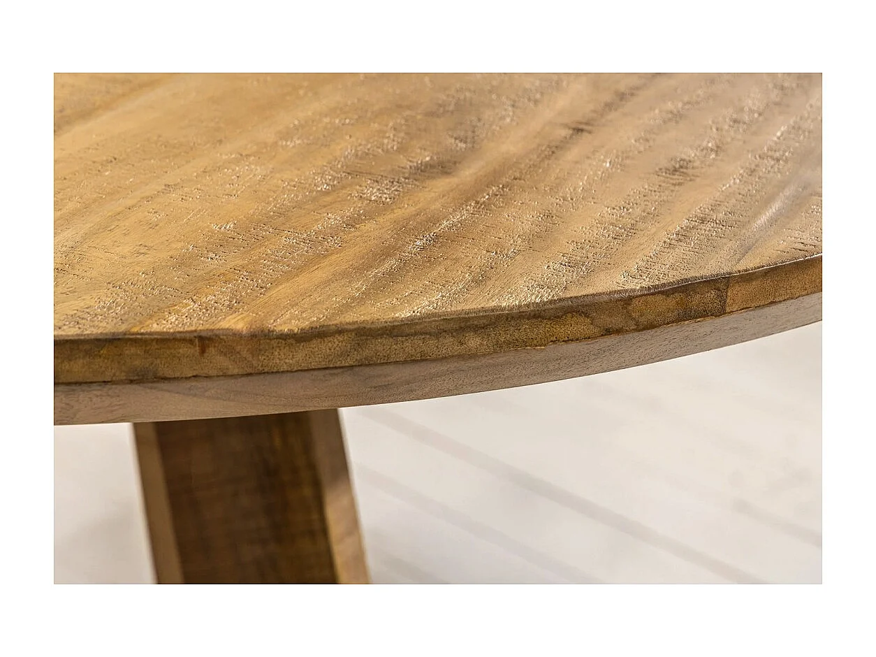 Table de salle à manger ELYA – Ronde diamètre 140 cm – Bois massif de manguier – Style rustique