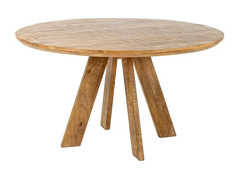 Table de salle à manger ELYA – Ronde diamètre 140 cm – Bois massif de manguier – Style rustique