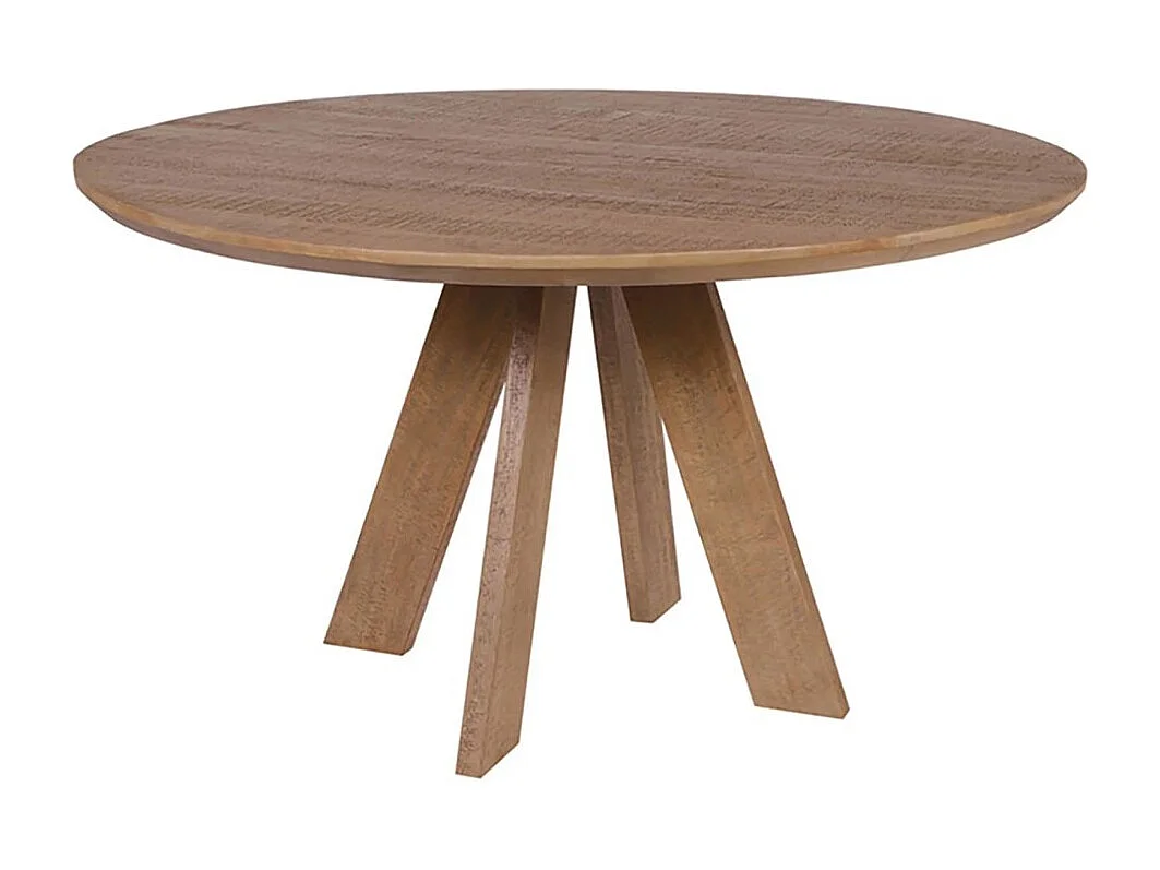 Table de salle à manger ELYA – Ronde diamètre 120 cm – Bois massif de manguier – Style rustique