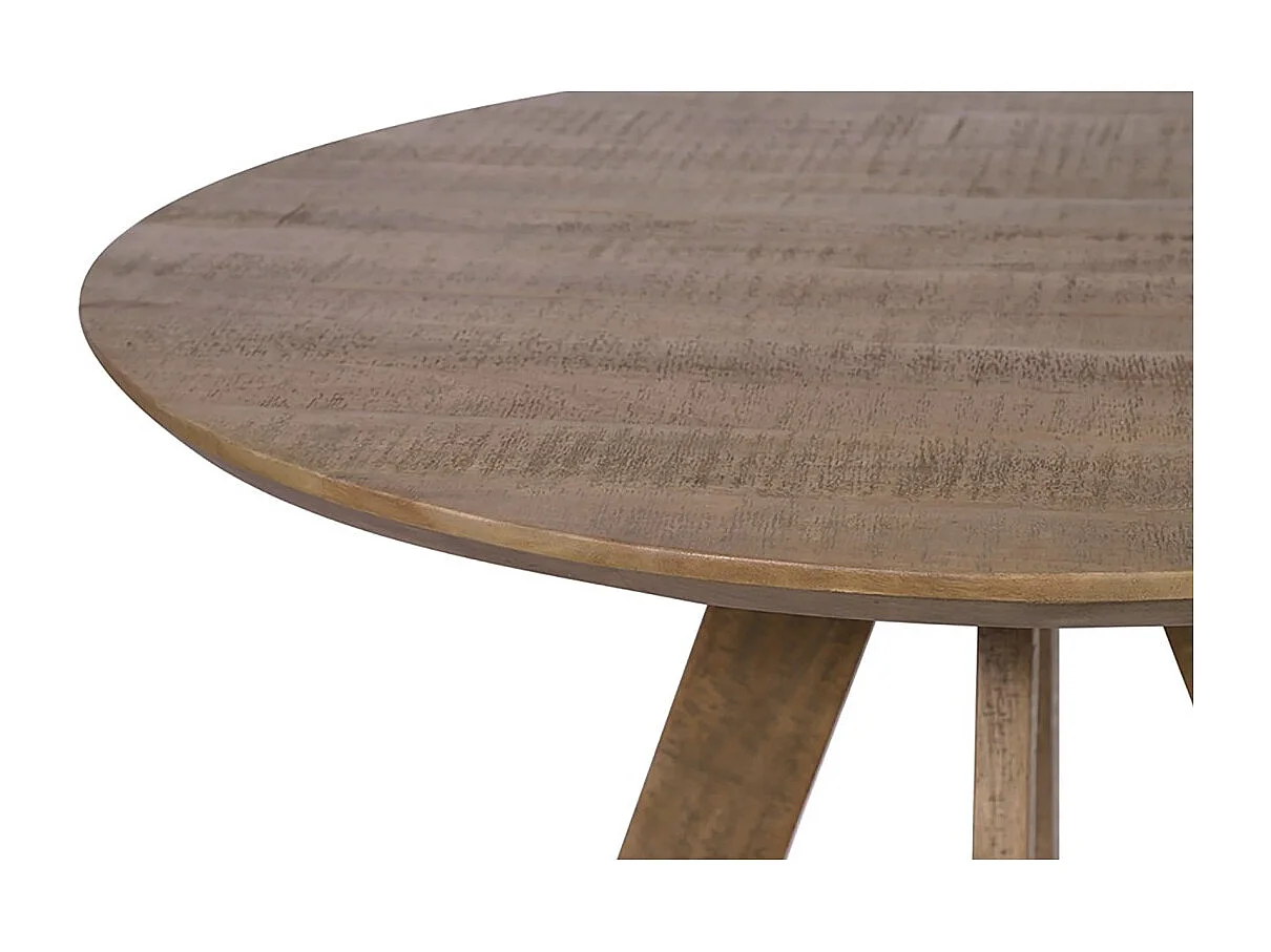 Table de salle à manger ELYA – Ronde diamètre 120 cm – Bois massif de manguier – Style rustique