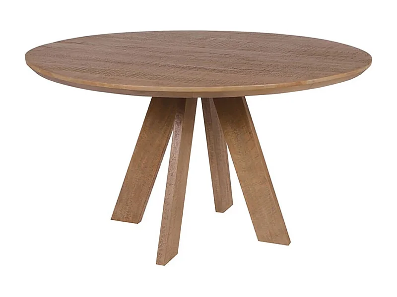 Table de salle à manger ELYA – Ronde diamètre 120 cm – Bois massif de manguier – Style rustique