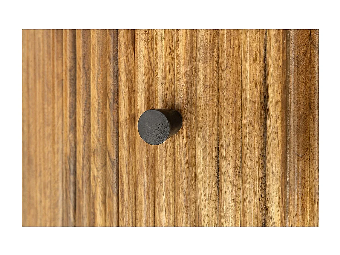 Table YONA – Ronde diamètre 120 cm – Bois massif de manguier verni – Avec rangements intégrés – Style rustique