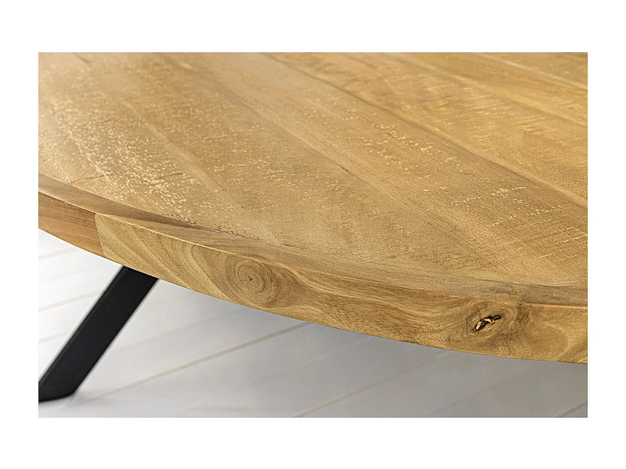 Table SOLARA – Ovalada 240 cm – Madera maciza de mango barnizada y patas de metal – Estilo industrial