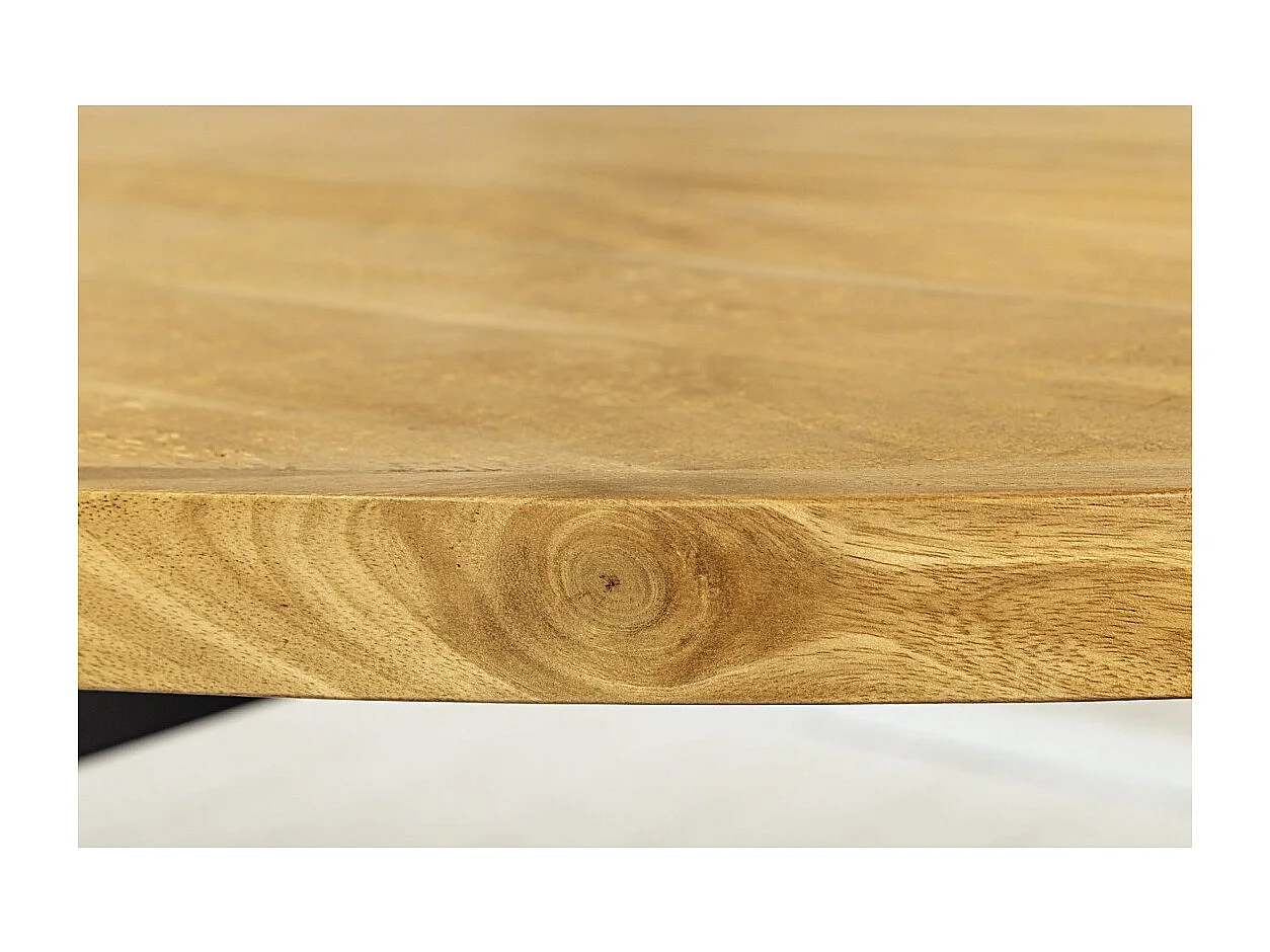 Table SOLARA – Ovalada 240 cm – Madera maciza de mango barnizada y patas de metal – Estilo industrial